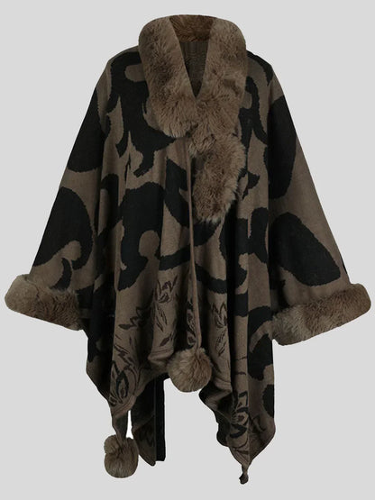 Stylish winter poncho with trendy print