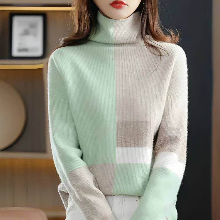 Soft Women's Sweaters Contrasting ColorsWarm