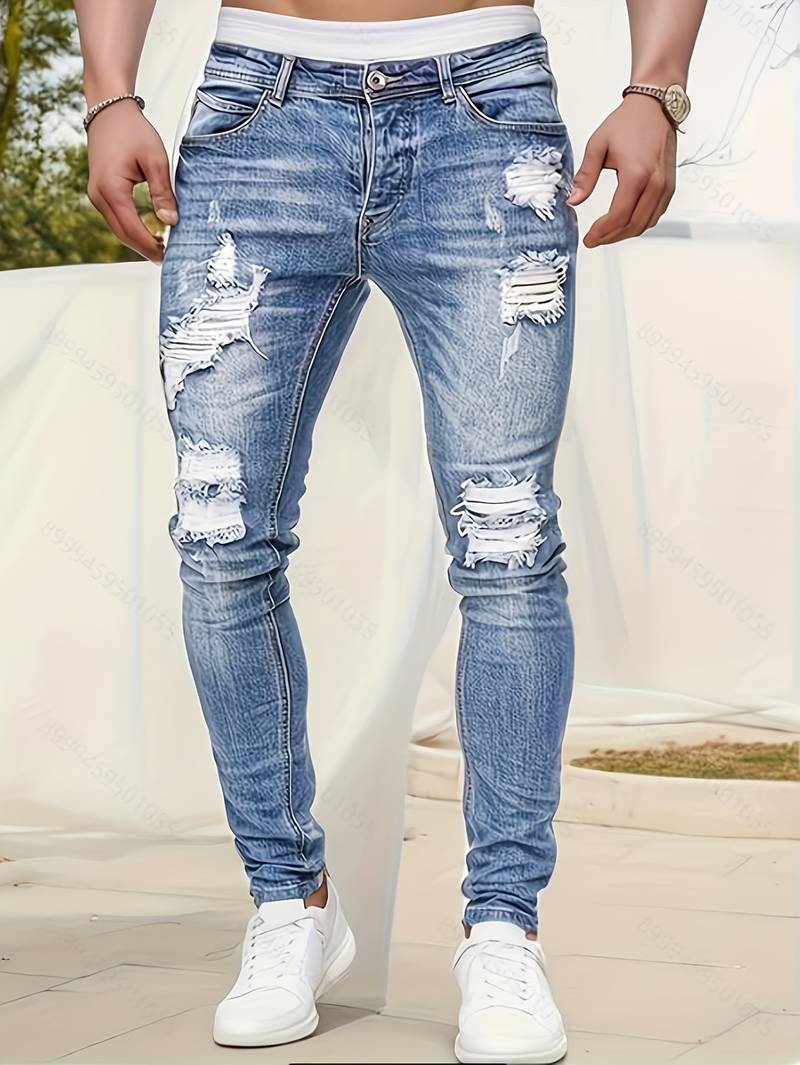 Slim Fit Jeans Risse Trendy Mode - IdealeKleiden
