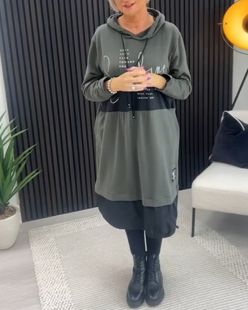 Stylish dress with hood and letter print