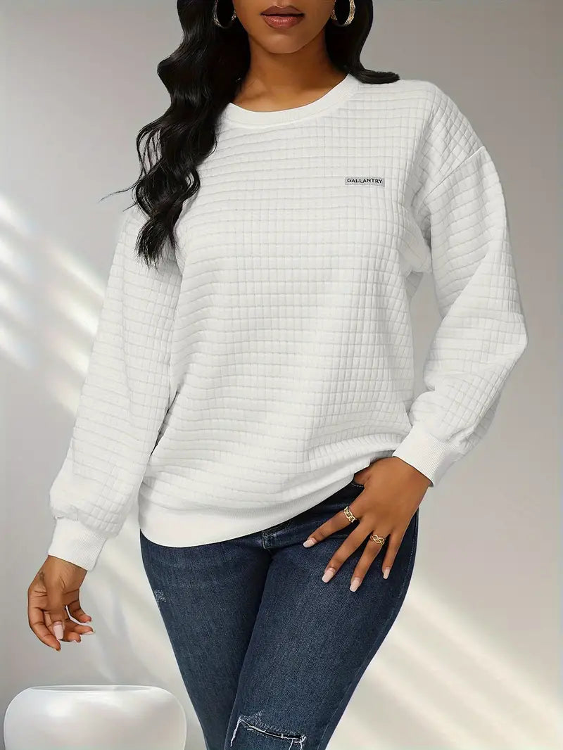Olivia - Comfortable Waffle Knit Relaxed Fit Pullover
