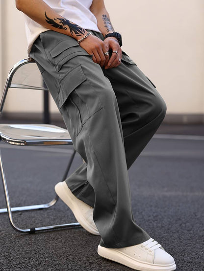 Men's Cargo Trousers Straight Leg Multi-Pocket