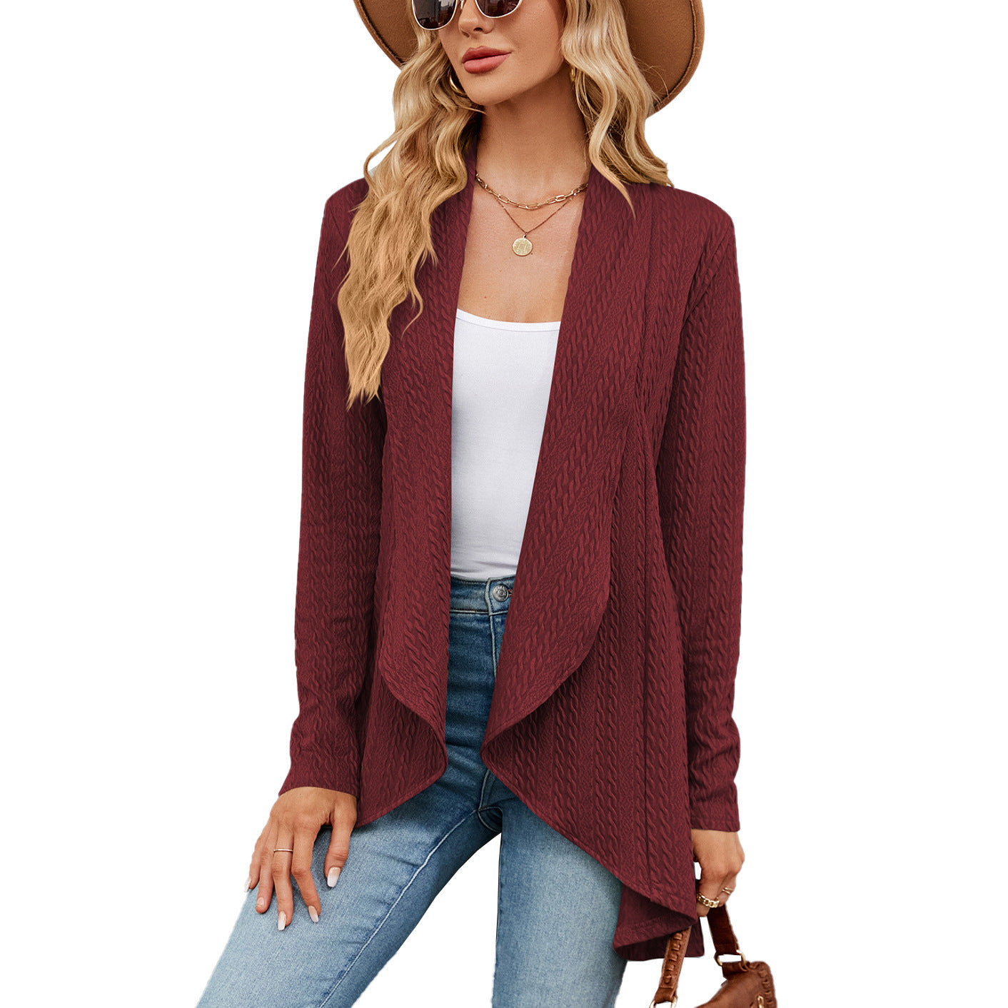 Elegant Women's Long Sleeve Plain Colored Jacket
