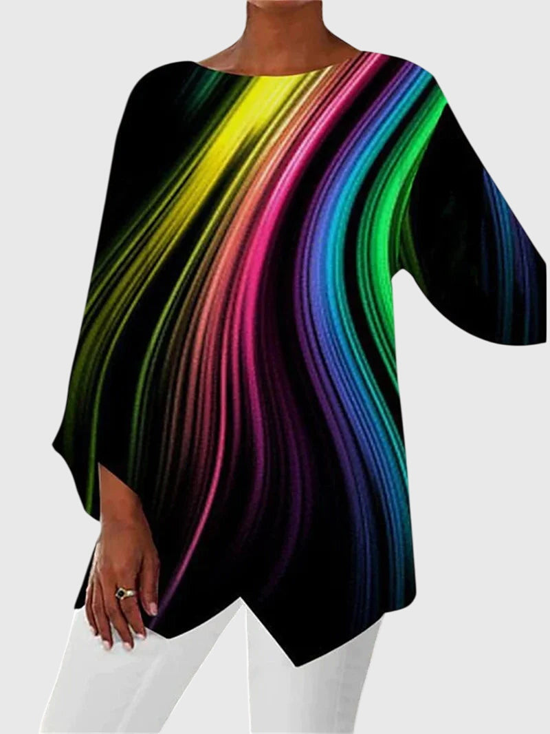 Women's Long-Sleeve Top Butterfly Motif
