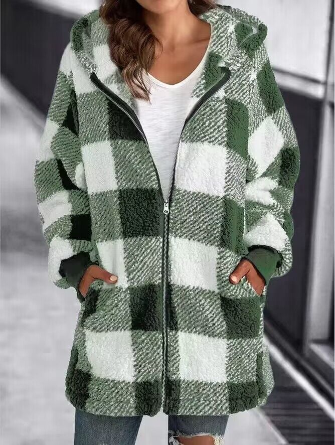Oversized Plaid Coat Comfortable Loose