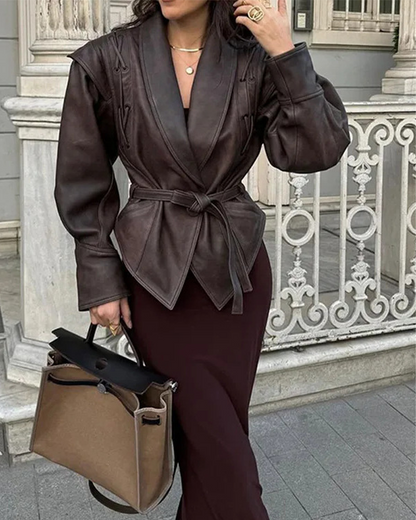Leather Jacket Women Long Sleeve Stylish