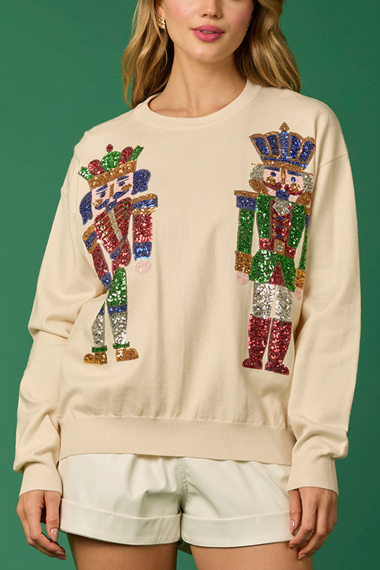 Christmas Soldier Sweatshirt Gift Idea Festive Glittering
