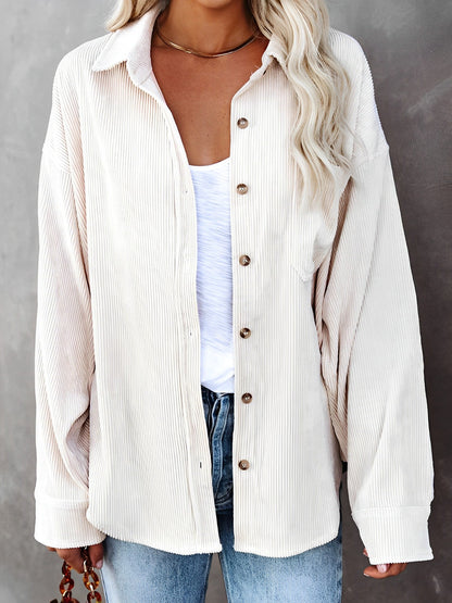 Practical Corduroy Jacket with Buttons