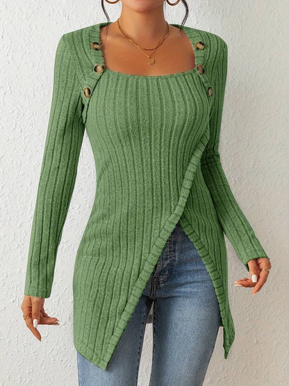 Stylish Women's Sweater Square Neck Long Sleeve