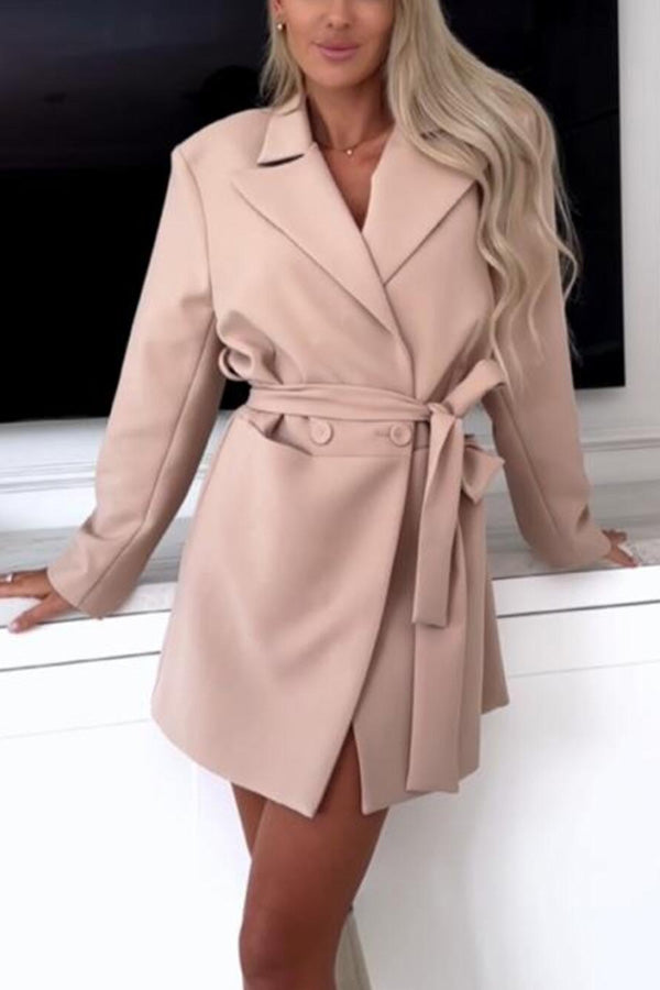 Elegante Beige Damenjacke Lang - IdealeKleiden