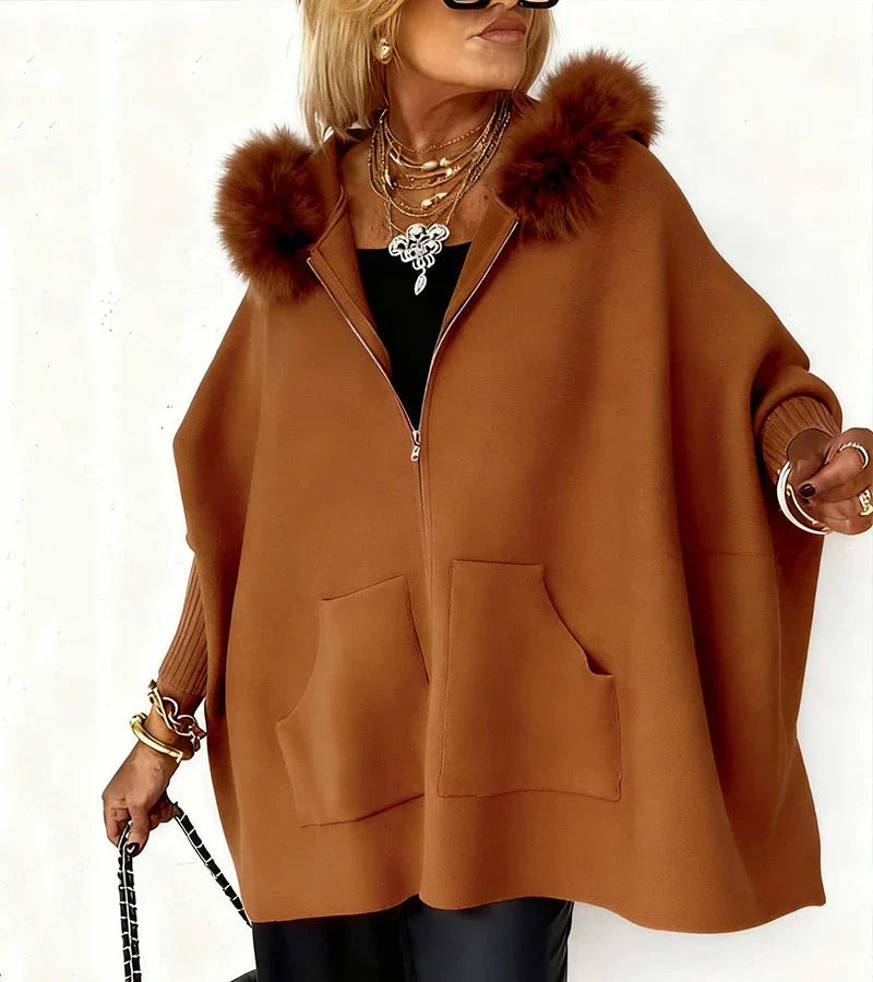 Stylish Kapuzenjacke Pelzverbrämung Elegance