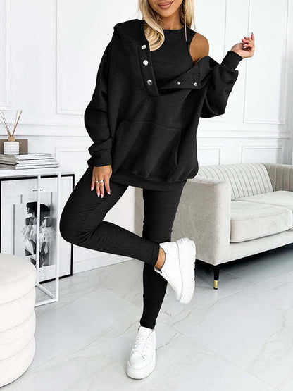 Women's 3-piece Sports Suit Hoodie Slim Pants