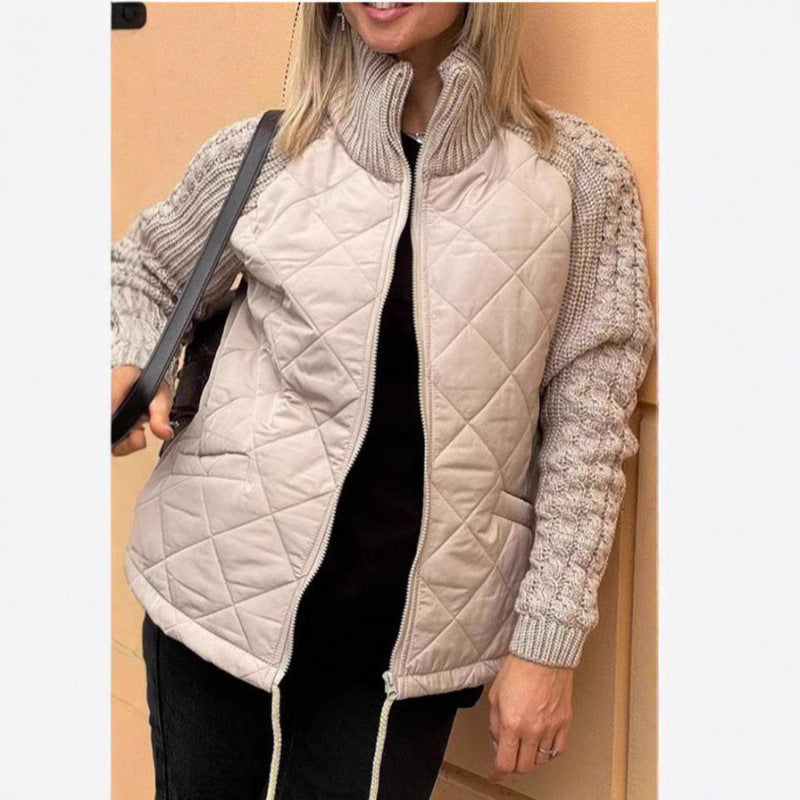 Soft Quilted Jacket Women Warm Knit