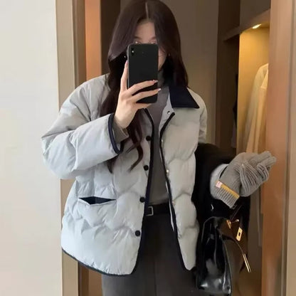 Stylish Quilted Jacket Collar Buttons Women's