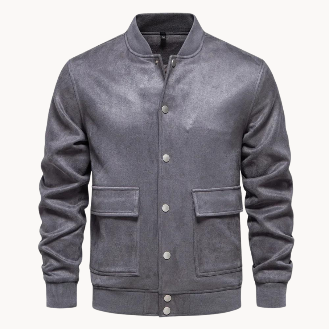 Men's Elegant Leather Bomber Jacket