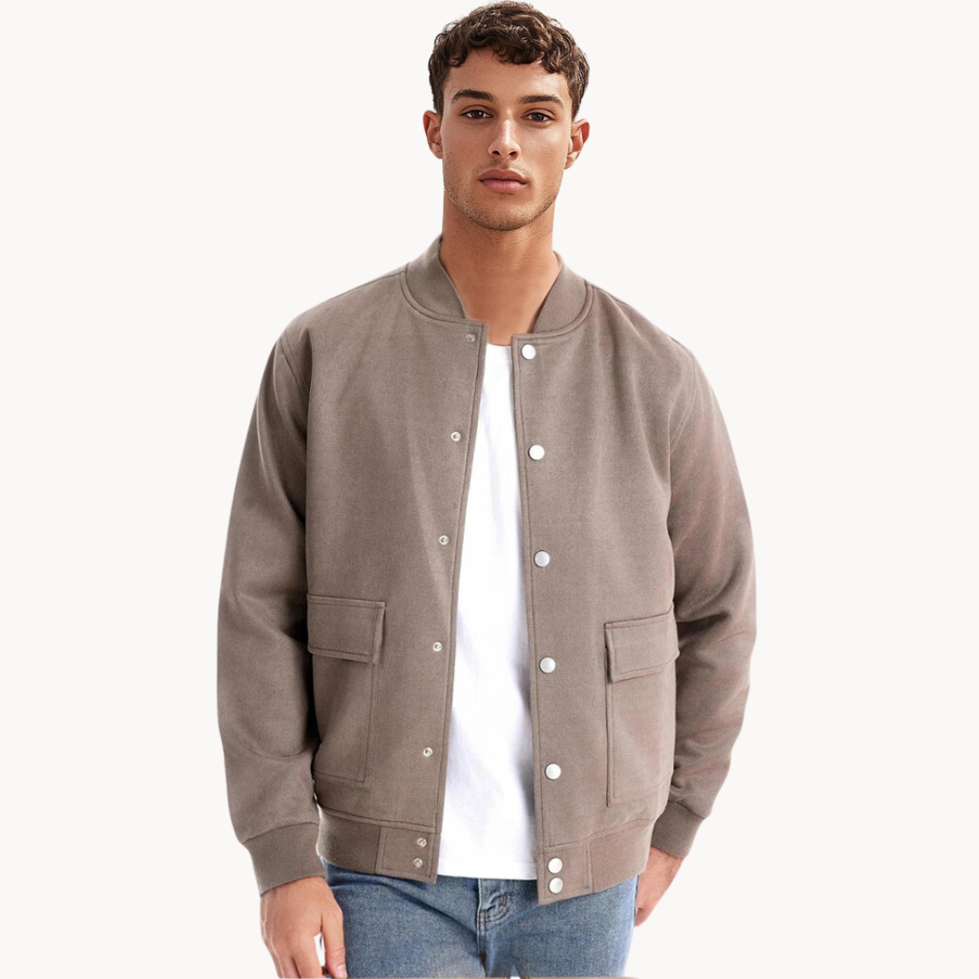Men's Elegant Leather Bomber Jacket