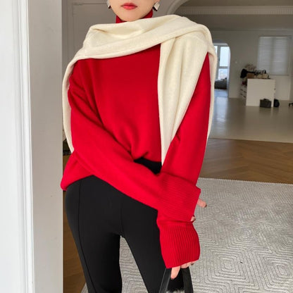 Soft Turtleneck Sweater Loose Fit Long Sleeves