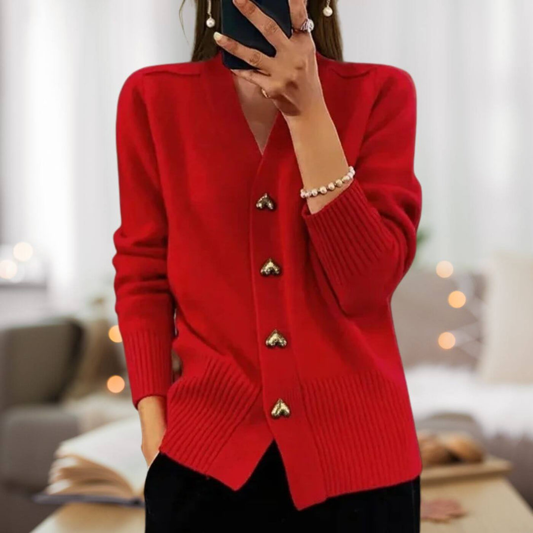 Women's Cardigan Heart Buttons Elegance
