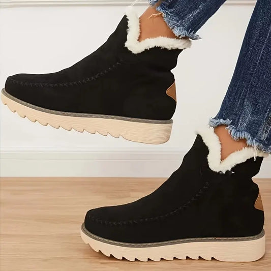 Retro Stiefel Faux Suede Schnee Winter Mode - IdealeKleiden