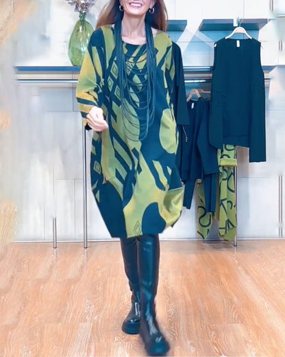 Women's Round Neck Dress with Print