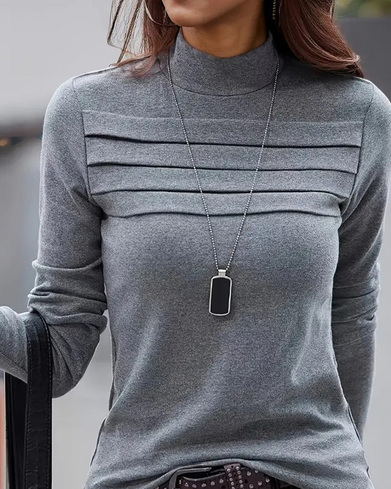 Elegant Women's Dress Slim Fit Pleated Long Sleeve