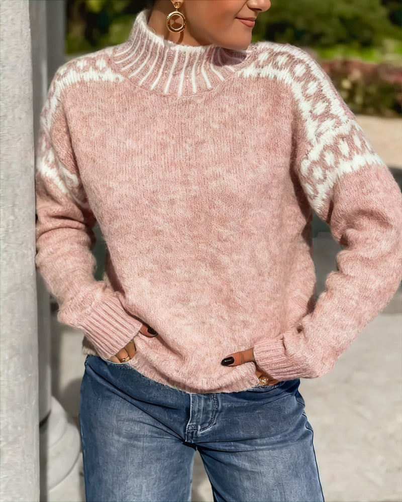 Fashionable Blouse Stand-Up Collar Patterned