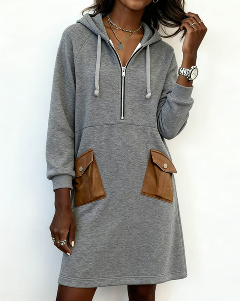 Elegant Women's Dress With Pocket and Zipper