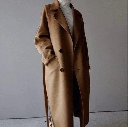 Long Women's Wool Coat Elegant Design