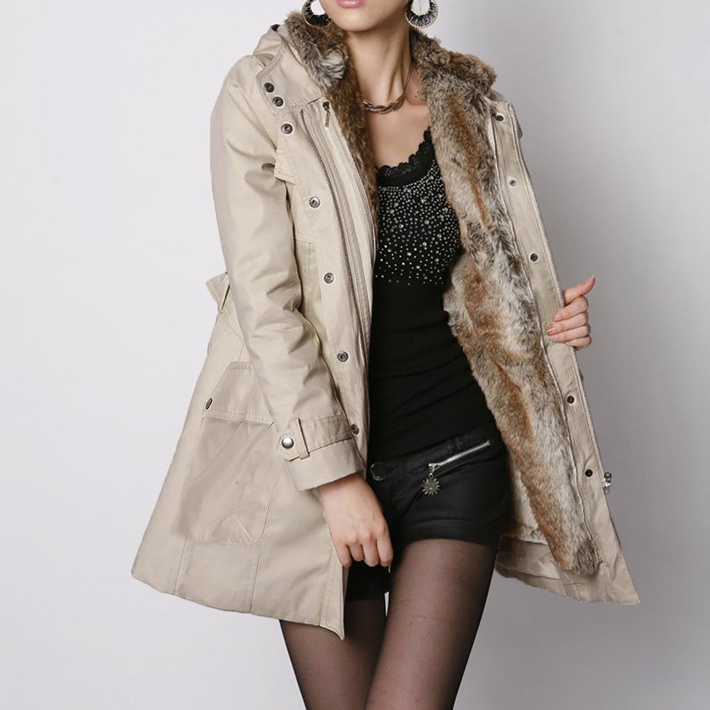 Elegantes Damenparka Mit Gürtel & Chic Details - IdealeKleiden