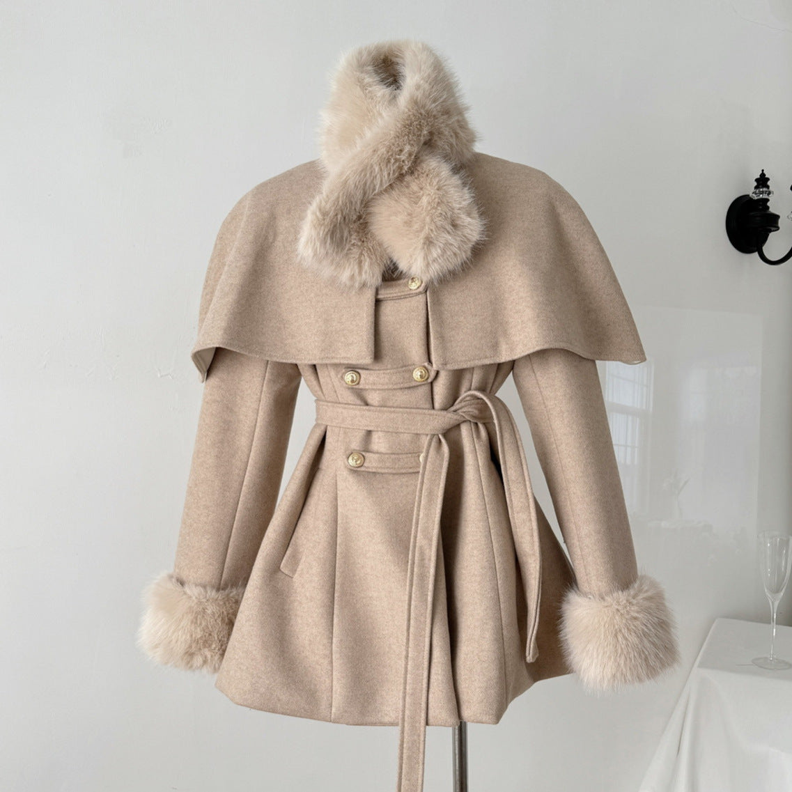 Women's Long Winter Dress With Detachable Collar