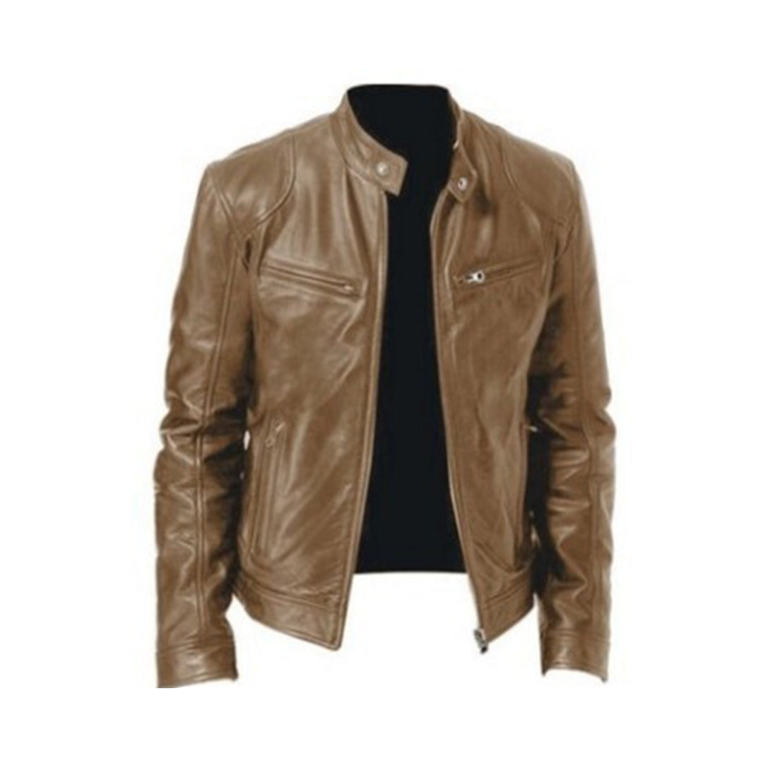 Men's Leather Jacket Autumn Warm Windproof