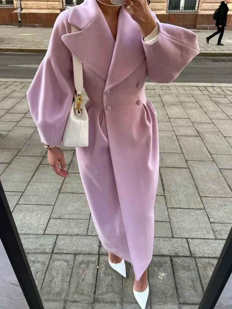 Eleganter Damen Wollmantel Langärmlig Warm &amp; Chic