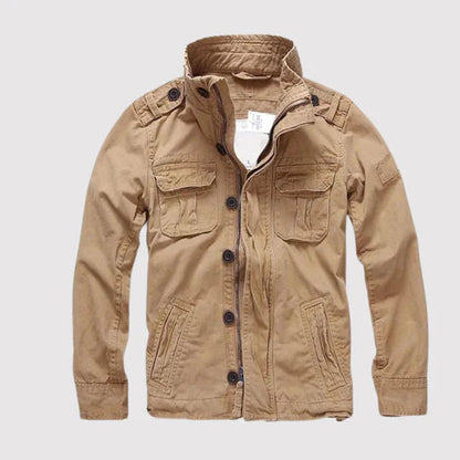 Practical outdoor jacket with many pockets