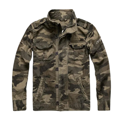 Practical outdoor jacket with many pockets