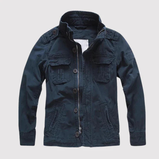 Practical outdoor jacket with many pockets