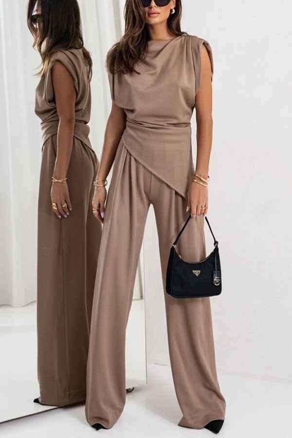 Elegant Two-Piece Sleeveless Wide Leg