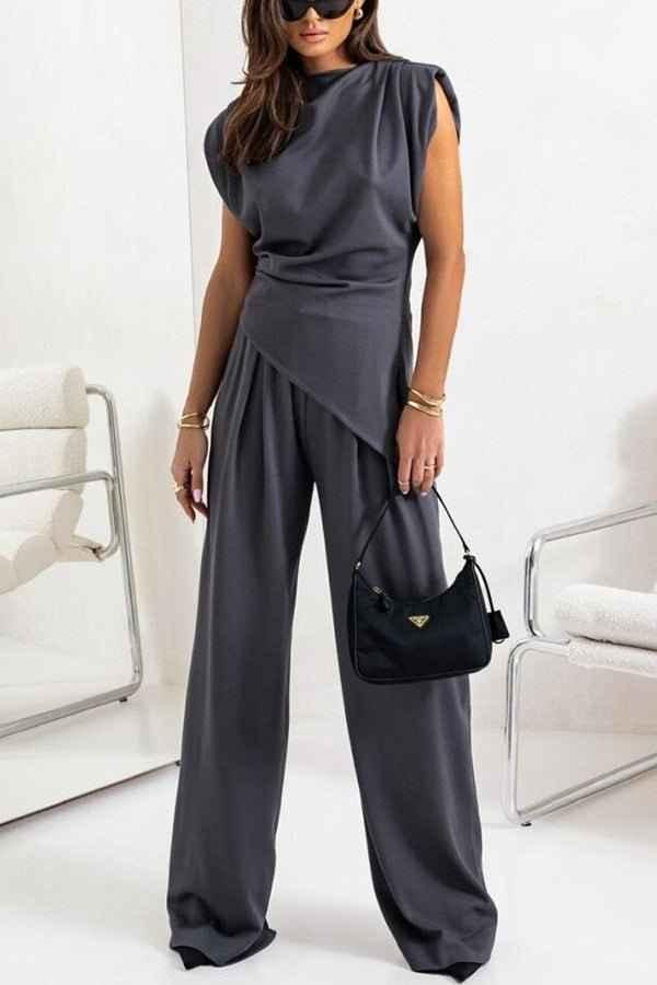 Elegant Two-Piece Sleeveless Wide Leg