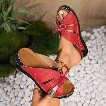 Elegant Ladies Sandals with Bow Decor
