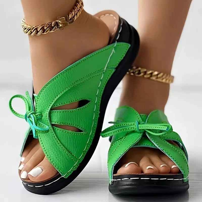 Elegant Ladies Sandals with Bow Decor