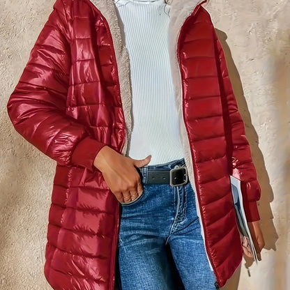 Warm-lined winter jacket with zipper