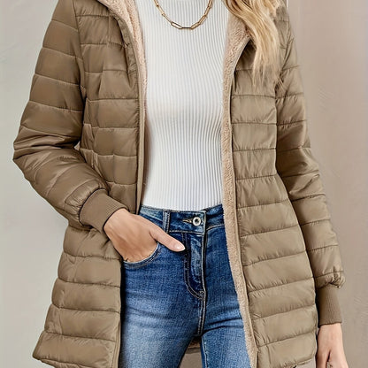 Warm-lined winter jacket with zipper
