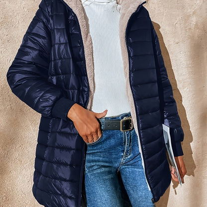 Warm-lined winter jacket with zipper