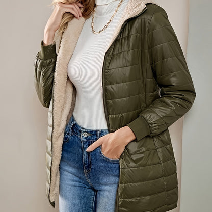 Warm-lined winter jacket with zipper