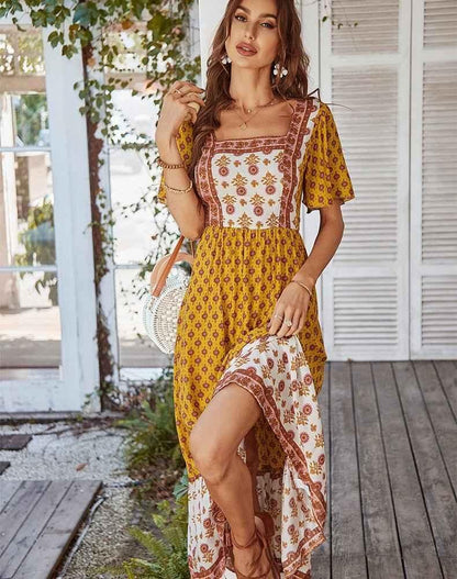 Boho Maxi Dress Summer Floral Skirt