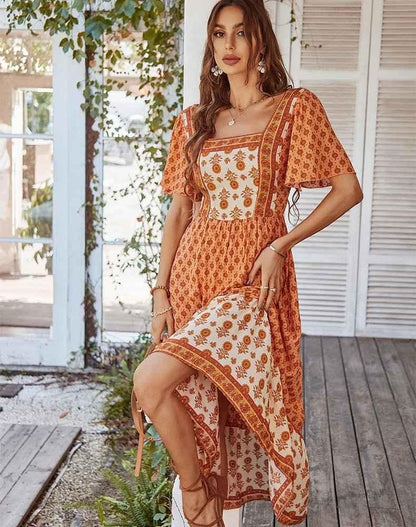 Boho Maxi Dress Summer Floral Skirt