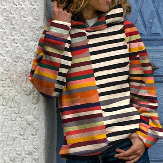 Bunt Kapuzenpullover Damen Moderne Farben - IdealeKleiden