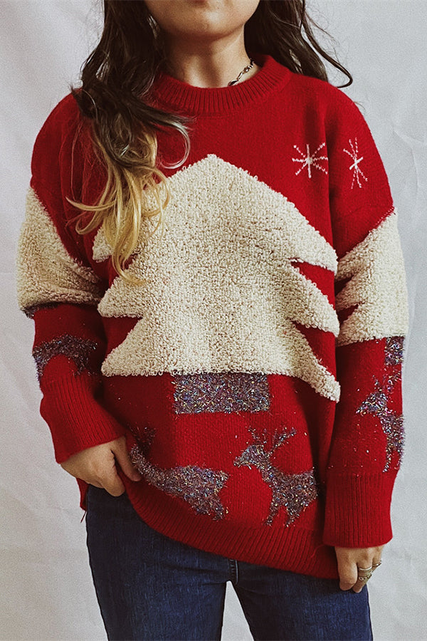 Christmas Jumper Long Sleeve Round Neck Chunky Knit