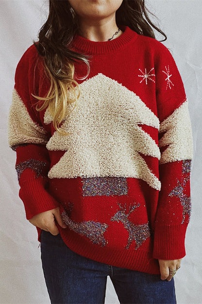 Christmas Jumper Long Sleeve Round Neck Chunky Knit