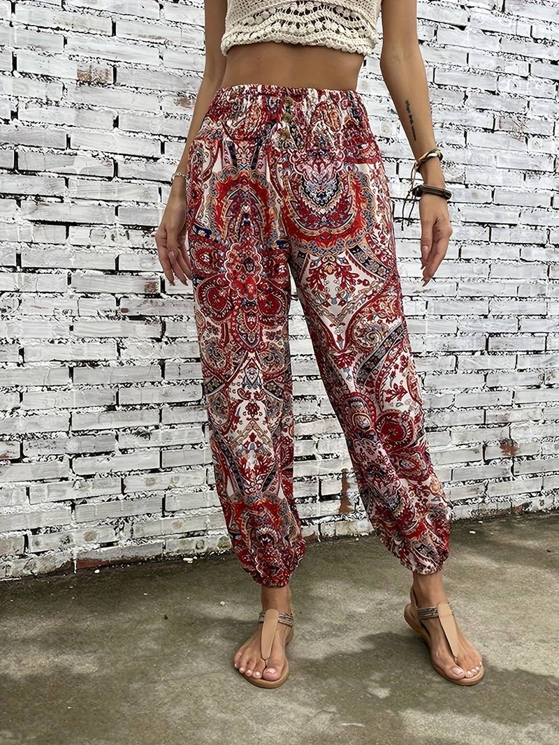 Colorful women's pants with trendy print