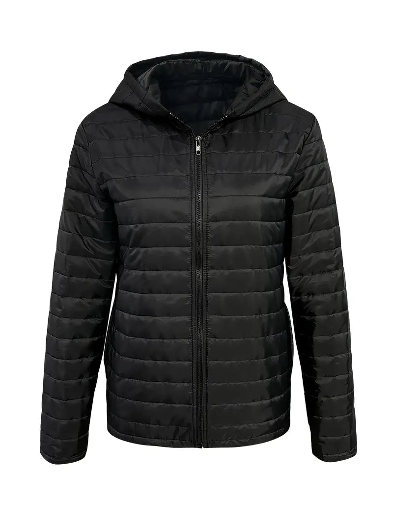 Stylish Quilted Hip-Length Jacket with Hood